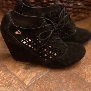 Black womens wedge booties